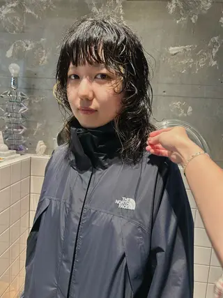 ミディアム パーマ 似合わせカット カラー/心斎橋/メイのヘアスタイル