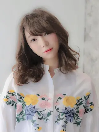 セミロング カラー パーマ 髪質改善🌈縮毛矯正 荻原 達矢のヘアスタイル