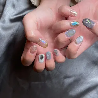 ショート カラー パーマ ヘアアレンジ メンズ キッズ ネイル マツエク・マツパ アイブロウ el. by Aoのネイルデザイン