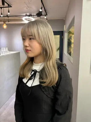 ミディアム カラー きよはらちさき🍑 柔らかカラー🌱🫧のヘアスタイル