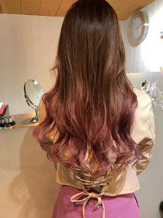 ロング カラー ヘアアレンジ ブリーチダブルカラー 元町三宮/三ノ宮のヘアスタイル
