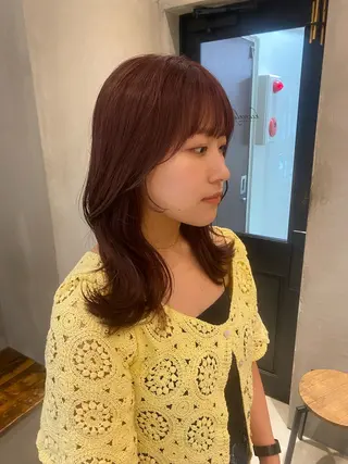 セミロング 新宿/顔周りカット +レイヤー=しずく♩のヘアスタイル