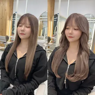 セミロング カラー ナチュラル韓国ヘア 🇰🇷塚田凌太のヘアスタイル