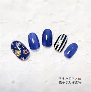 ネイル ショートネイル 森のさんぽ道のネイルデザイン