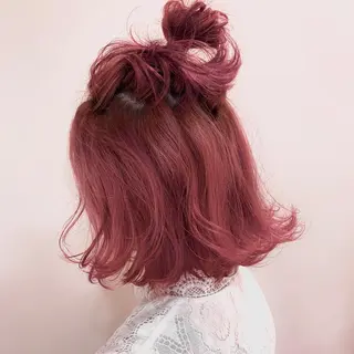 ミディアム カラー ヘアアレンジ 暖色/ブリーチカラー 🎀 M i k uのヘアスタイル