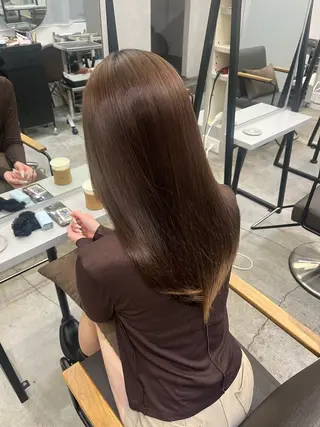 ロング パーマ 透明感×艶カラー ✨️美髪縮毛🍒リオのヘアスタイル