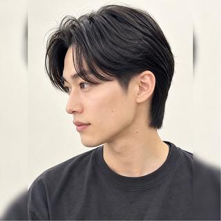 ミディアム パーマ メンズ メンズショート/ センターパート/片山のヘアスタイル