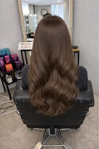 セミロング カラー 髪質改善カラー韓国風 レイヤーtudaのヘアスタイル