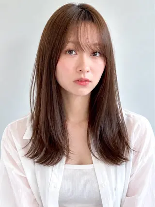 セミロング カラー パーマ kazuki【顔周り ×レイヤーカット】のヘアスタイル