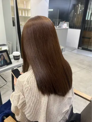 ロング パーマ 🍒モテ暖色カラー × うる艶✧ ゆなのヘアスタイル