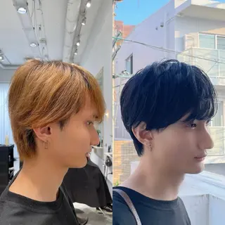 ショート カラー メンズ ブリ—チ🌈カラ— 🌀パ—マ🌿ちえのヘアスタイル