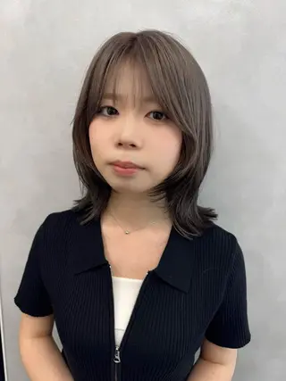 ミディアム カラー 透明感カラー ボブ ミディアム 齊木勇人のヘアスタイル
