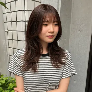 ロング ハイトーン/レイヤー カット/TAKEのヘアスタイル
