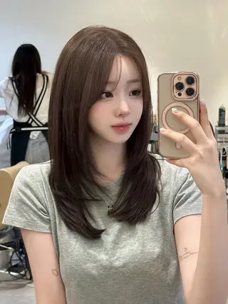 ミディアム 似合わせカット♡ 韓国レイヤーのヘアスタイル