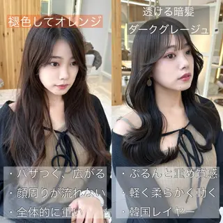 ロング カラー 🇰🇷韓国風くびれ ヘア🇰🇷中村優大のヘアスタイル