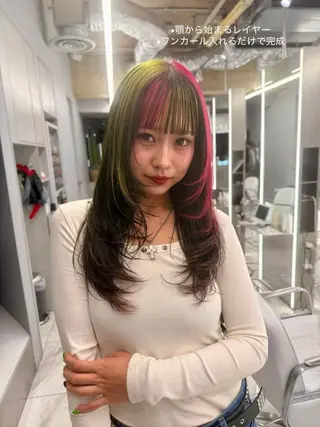 ロング カラー ハイトーンレイヤー 顔まわりSOTAのヘアスタイル