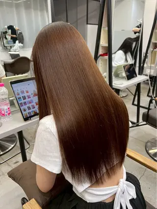 ロング パーマ 🍒モテ暖色カラー × うる艶✧ ゆなのヘアスタイル