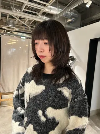 セミロング スキバサミを使わない カット🌼唯🌼のヘアスタイル