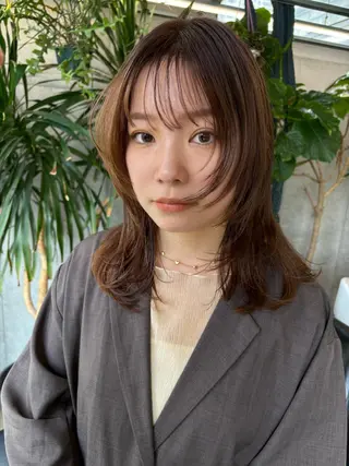ミディアム カラー 似合わせカット レイヤー/ボブのヘアスタイル