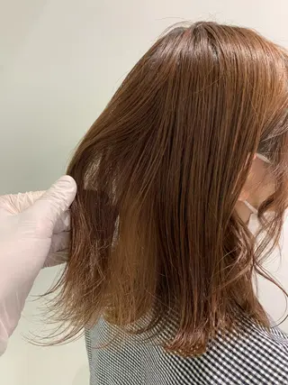 ミディアム カラー パーマ ヘアアレンジ ネイル マツエク・マツパ 韓国風ベージュ🤎 赤みなし🌿横浜🤎のヘアスタイル