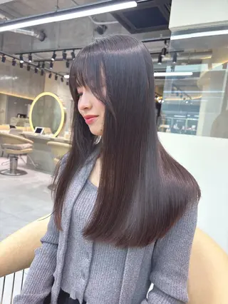 ロング 福岡縮毛矯正✨️ ストレート 向井和輝のヘアスタイル