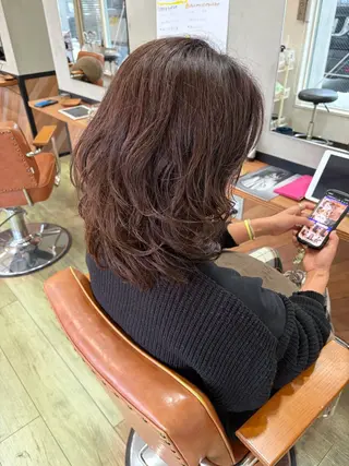 ミディアム パーマ 石江 奈琉のヘアスタイル
