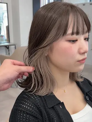 ミディアム 簡単ワンカールレイ ヤーカット清水隆央のヘアスタイル
