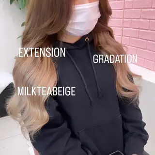 ロング カラー エクステ🩵ブリーチ 韓国ヘア🩵KAEのヘアスタイル