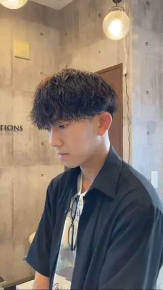 ミディアム パーマ メンズ ハマノ ミユのヘアスタイル