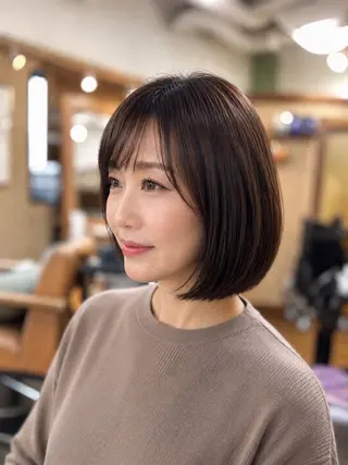 ミディアム カラー 艶髪/髪質改善/ レイヤー/鈴木慎一のヘアスタイル