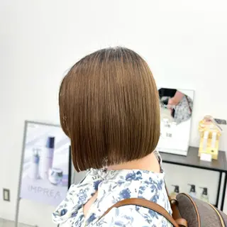 ミディアム カラー パーマ ヘアアレンジ メンズ キッズ ボブ×自然な縮毛矯正 RYOGAのヘアスタイル