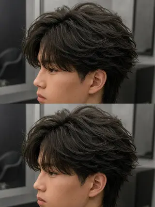 ショート パーマ ヘアアレンジ メンズ 🔥ニュアンス フェザー小林海斗🔥のヘアスタイル