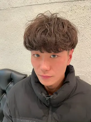 ミディアム パーマ メンズ 藤井 響のヘアスタイル