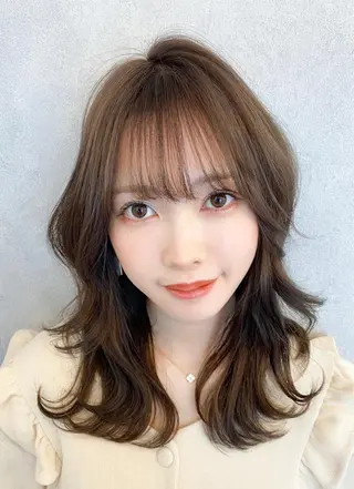 セミロング カラー 新宿/韓国風レイヤー 髪質改善/渋谷直樹のヘアスタイル