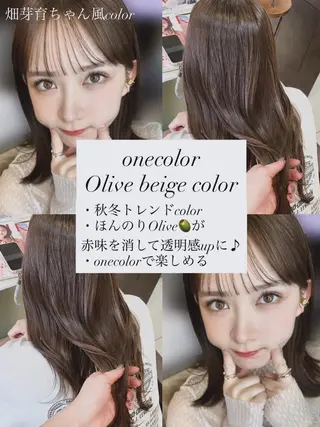 セミロング カラー 🤎韓国ヘア ベージュ まゆか🤎のヘアスタイル
