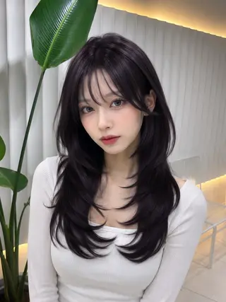ミディアム カラー ラベンダー💜グレー 🩶ミント💚のヘアスタイル