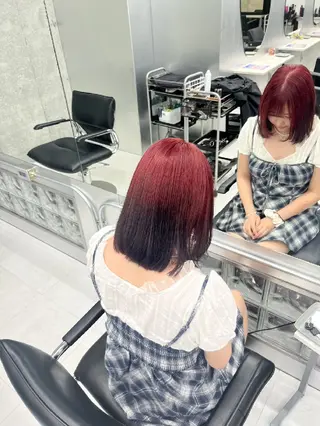 カラー ミディアム パーマ🌀ハイトーン 💕荒川結星のヘアスタイル