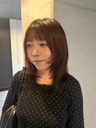 ミディアム カラー 韓国レイヤー/透明感 カラー/RIN🎀のヘアスタイル