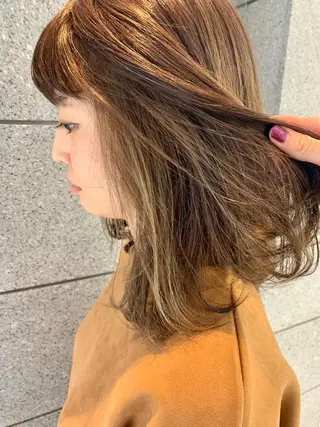 セミロング カラー ヘアアレンジ 荒清  圭以のヘアスタイル