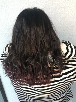 セミロング カラー 難しい髪質の縮毛矯正 高岡/射水/髪質改善のヘアスタイル