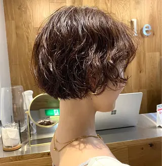 ショート カラー パーマ マンツーマン 美容師💚コウブチのヘアスタイル