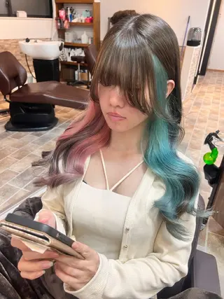 ロング カラー ヘアカラー&縮毛矯正 STAR☆RIVERのヘアスタイル