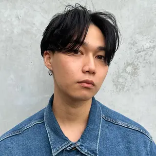 ミディアム パーマ メンズ 💈ニュアンスパーマ センターパート💈のヘアスタイル
