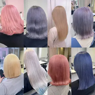 セミロング カラー ヘアアレンジ 💕上野美容師☁ ブリーチ💖サワのヘアスタイル