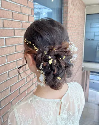 セミロング ヘアアレンジ ピンク系カラー💗 ヘアセット特化のヘアスタイル