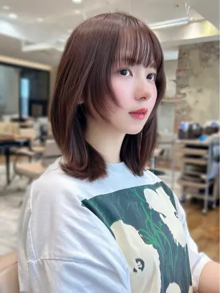 ミディアム カラー パーマ 銀座✨レイヤーカット 顔まわり/坂本亜裟海のヘアスタイル