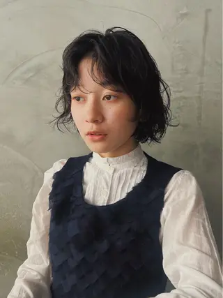 ミディアム ナガミ ショウのヘアスタイル
