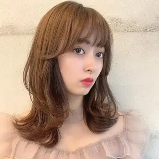 セミロング カラー 透明感カラー✂︎ /縮毛矯正/YUKAのヘアスタイル