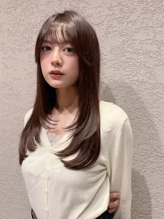 ロング カラー 興津/韓国レイヤー ダブルカラー美髪縮毛のヘアスタイル