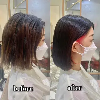 ミディアム カラー パーマ ヘアアレンジ メンズ キッズ ネイル マツエク・マツパ アイブロウ 《褒められる》 透明感カラー/小嶋のヘアスタイル